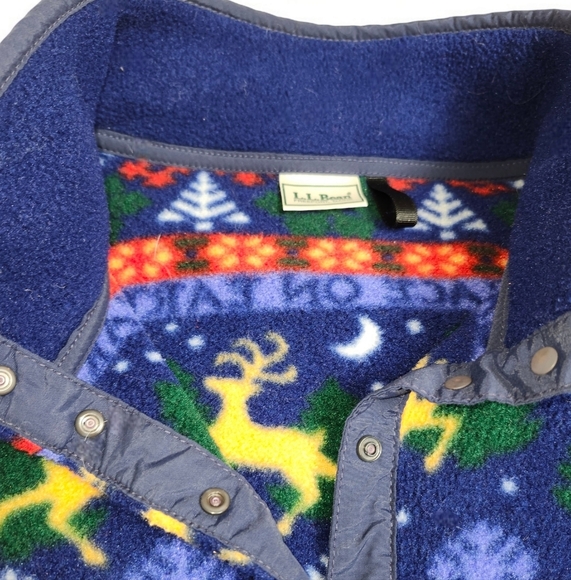 Vintage l.l. bean reindeer Christmas Holiday fleece sweater - Picture 5 of 7